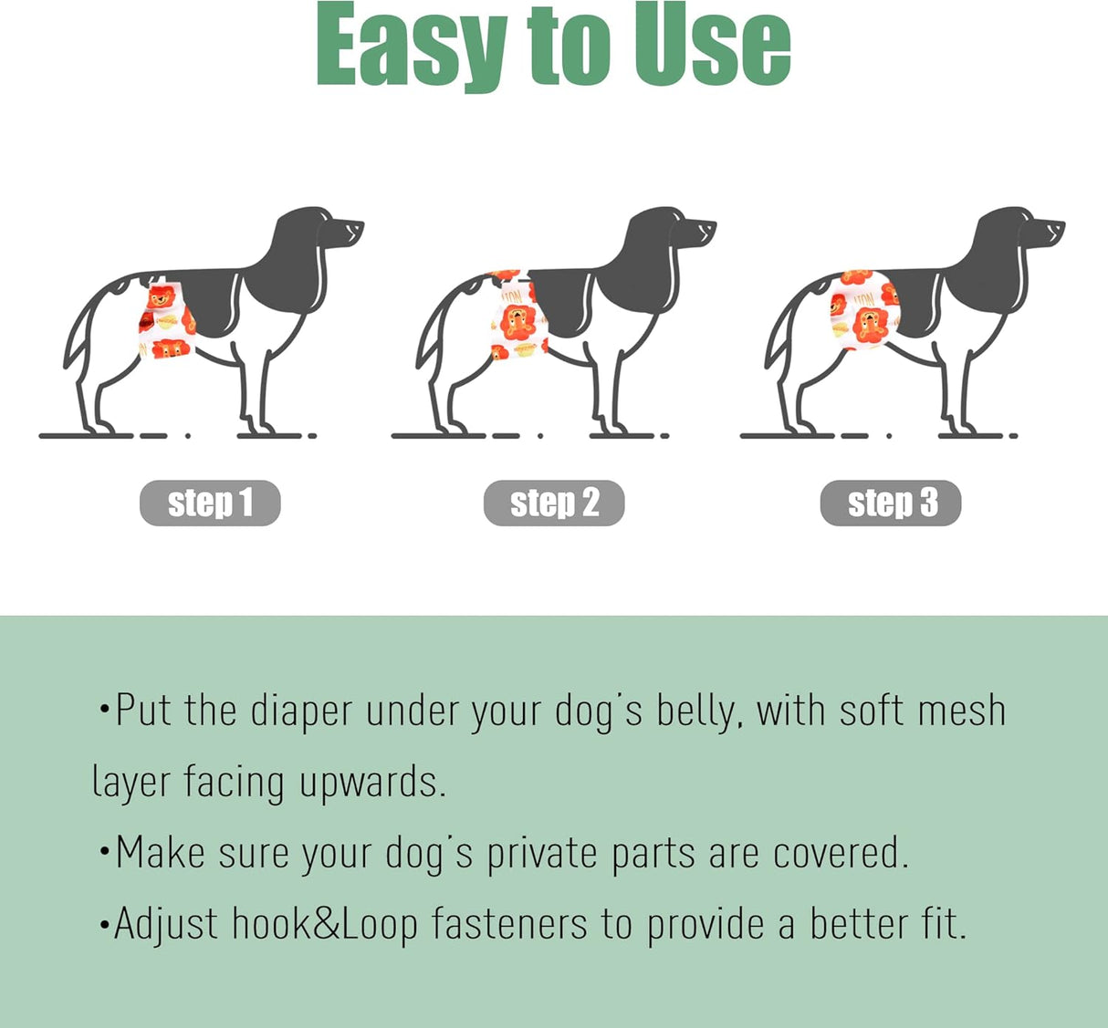 Wegreeco Banda lavable para el vientre para perros(M mágico)