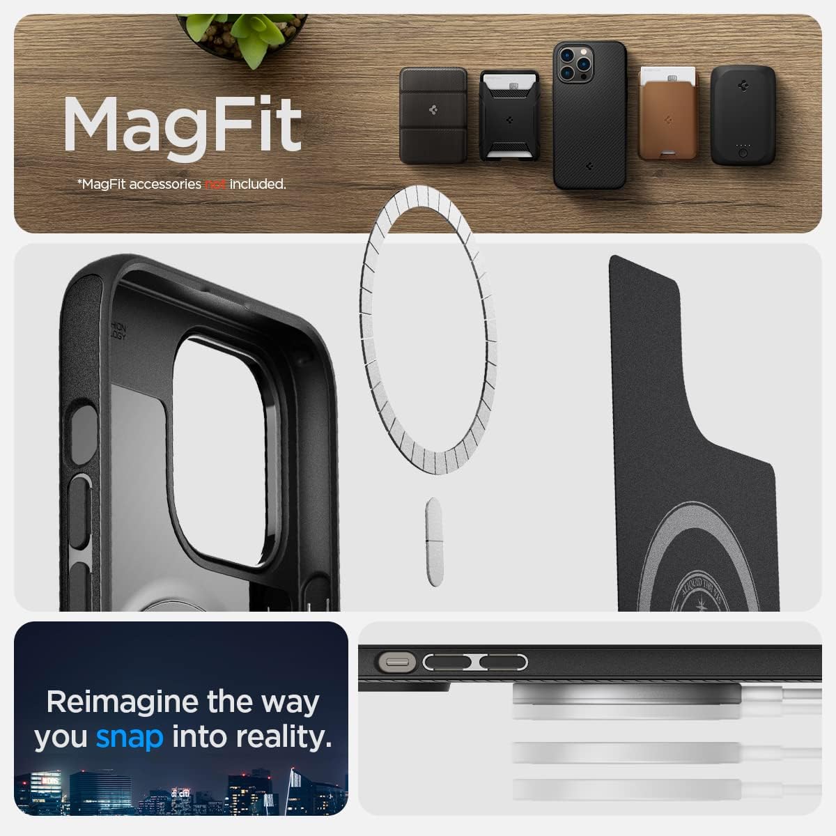 Spigen Mag Armor (MagFit) compatible con MagSafe diseñada para iPhone 14 Pro (2022), negro mate