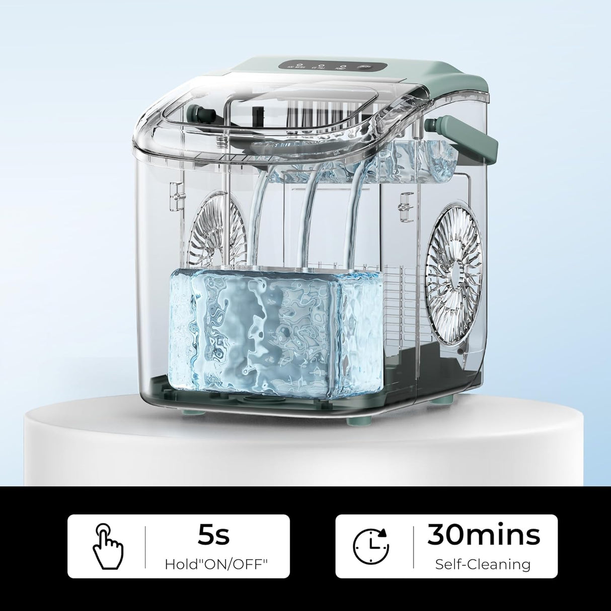 Máquina de Hielo EUHOMY, 26lbs/día, 9 cubos en 6 mins