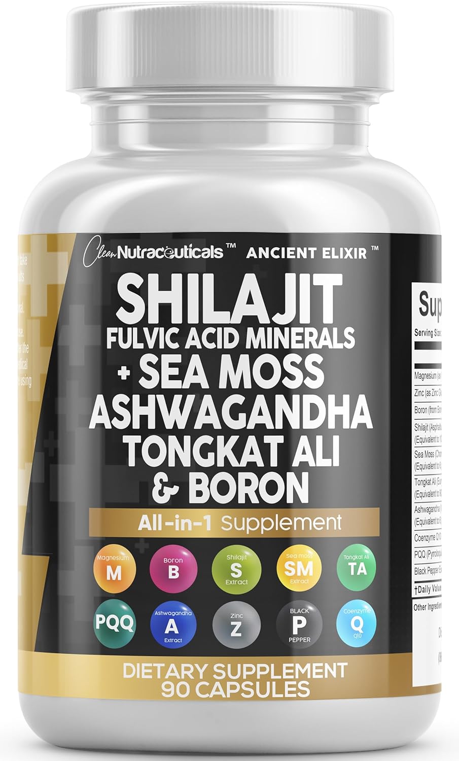 Suplemento Shilajit Clean Nutraceuticals 10,000mg 90 Cápsulas