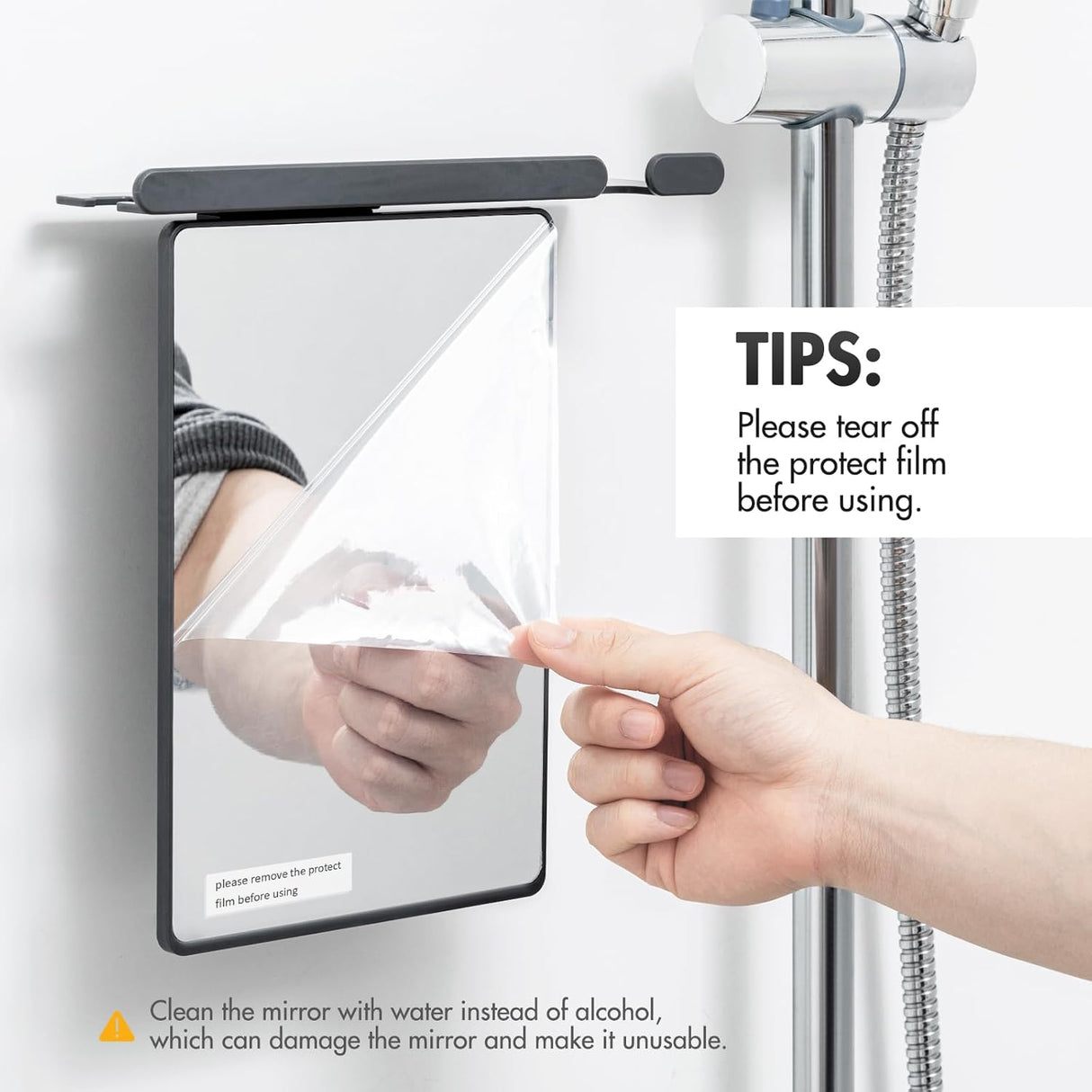 Espejo de ducha sin niebla para afeitar con soporte de maquinilla