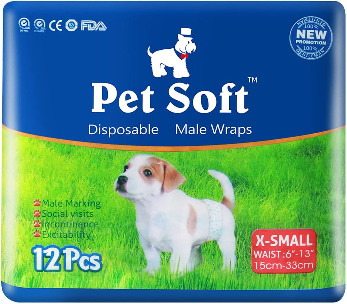 Pañales Pet Soft para perro, desechables, para perros macho, xs