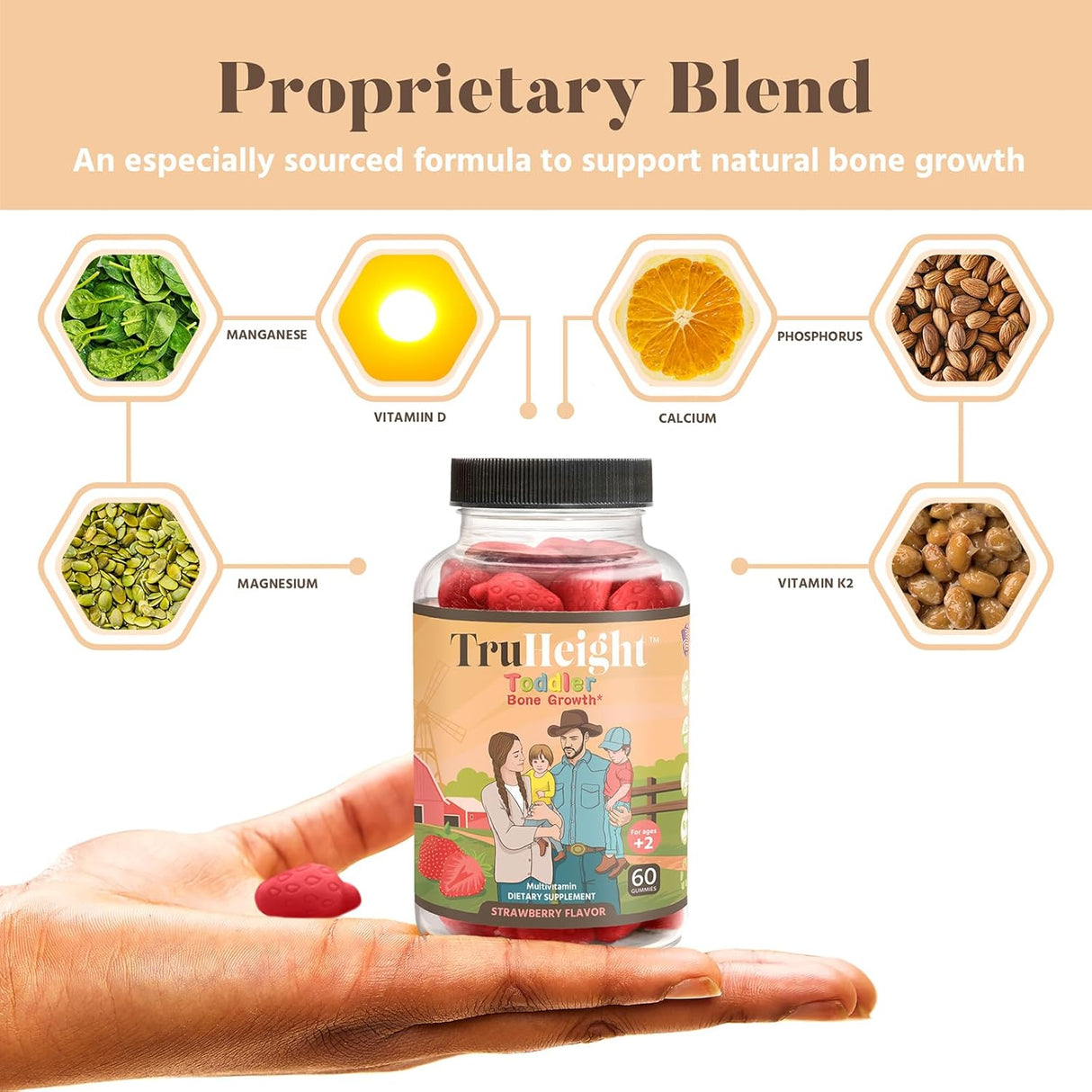 Suplemento Gomitas de desarrollo óseo para niños 60 unidades