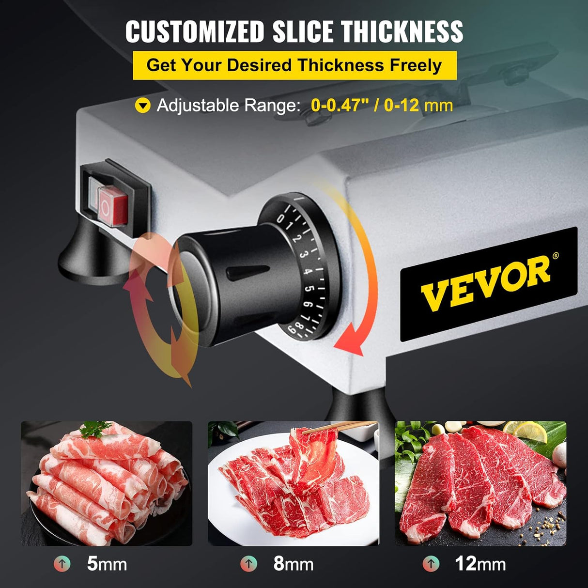 Cortadora de carne VEVOR 10 240W, acero, semi-automática 10IN-240W