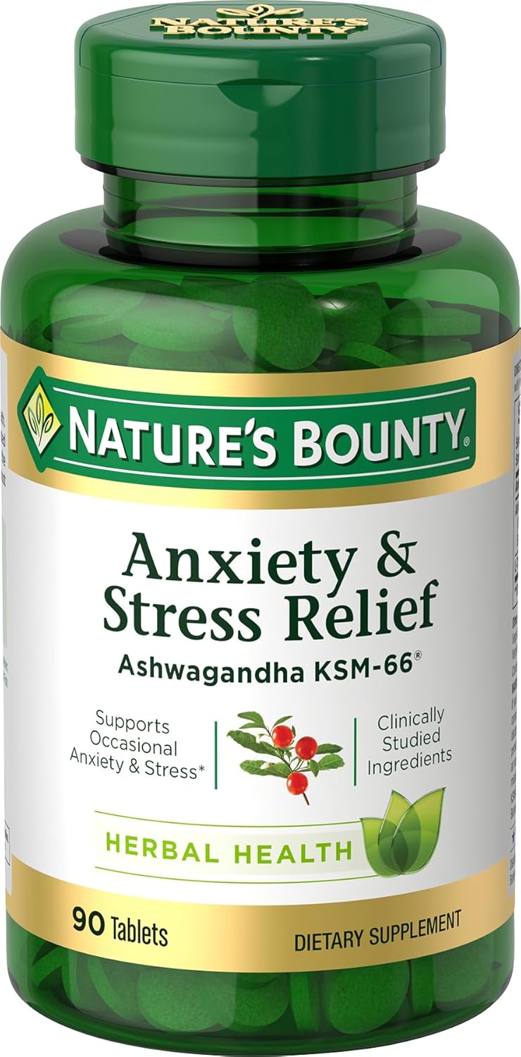 Suplemento de Estrés, Nature's Bounty, Ashwagandha KSM-66, 90 Ct