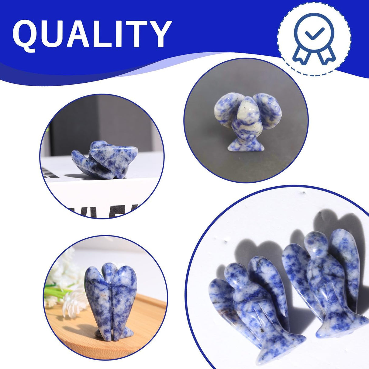 QINJIEJIE Cristales de sodalita azul y blanco, decoración