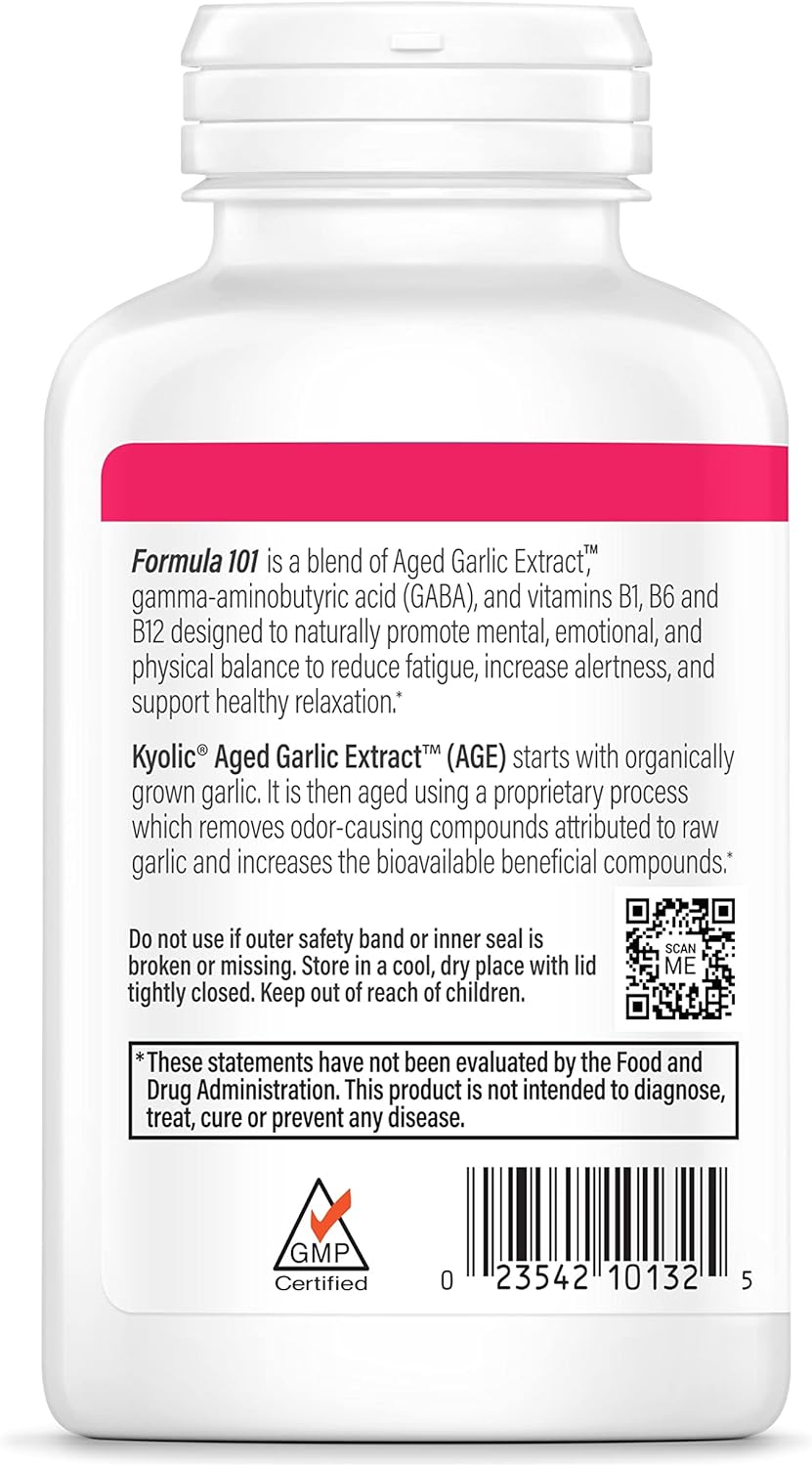 Fórmula 101 de extracto de ajo envejecido, alivio de estrés y fatiga, 200 tabletas