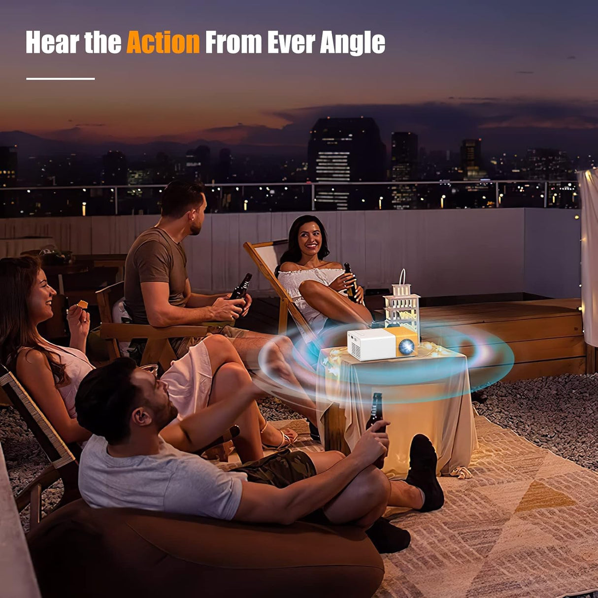 Proyector Mini Meer, portátil, compatible con HDMI y USB