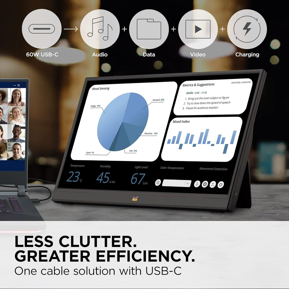 Monitor portátil ViewSonic VA1655 15.6 1080p IPS USB-C