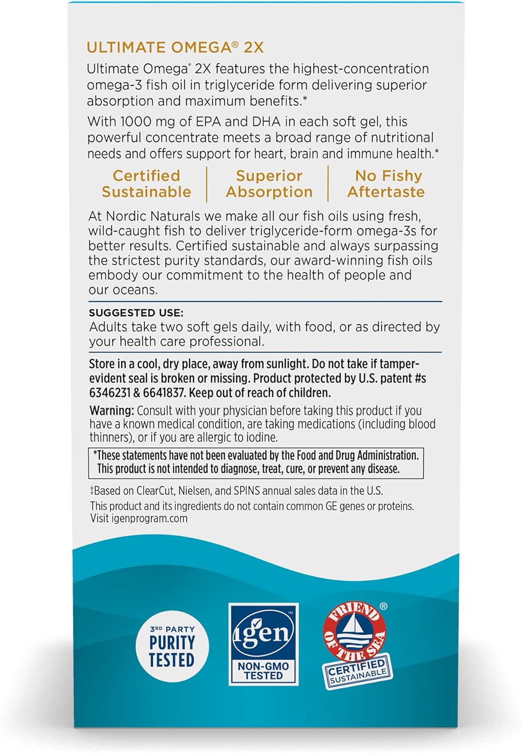 Suplemento Ultimate Omega 2X, sabor a limón, 2,150 mg