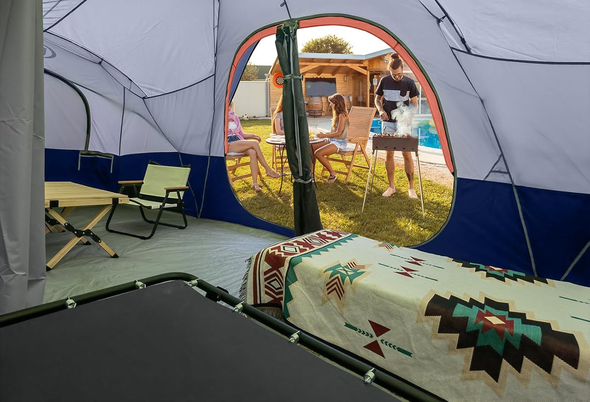 Carpa Familiar para 10 Personas, Doble Capa, Impermeable, 2 Habitaciones