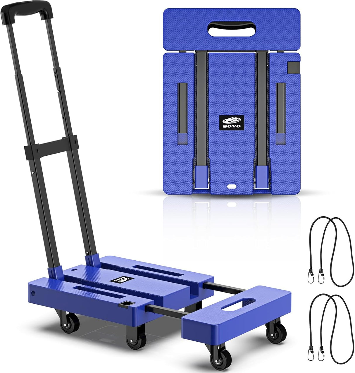 Carretilla Plegable SOYO, 500lbs, 6 Ruedas, 2 Cuerdas Elásticas