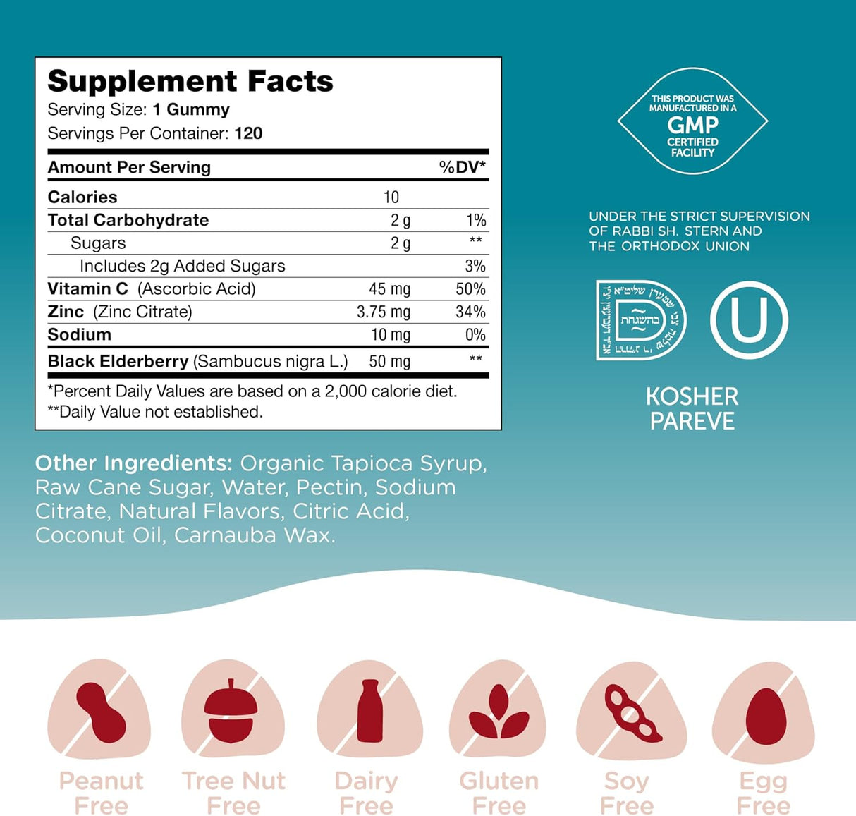 Suplemento Gomitas de inmunidad, saúco, zinc y vitamina C