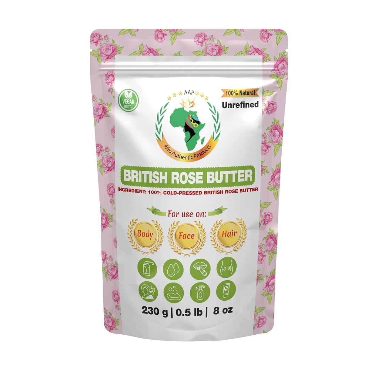 Manteca de Rosa Británica Cruda | Orgánica | Sin Refinar