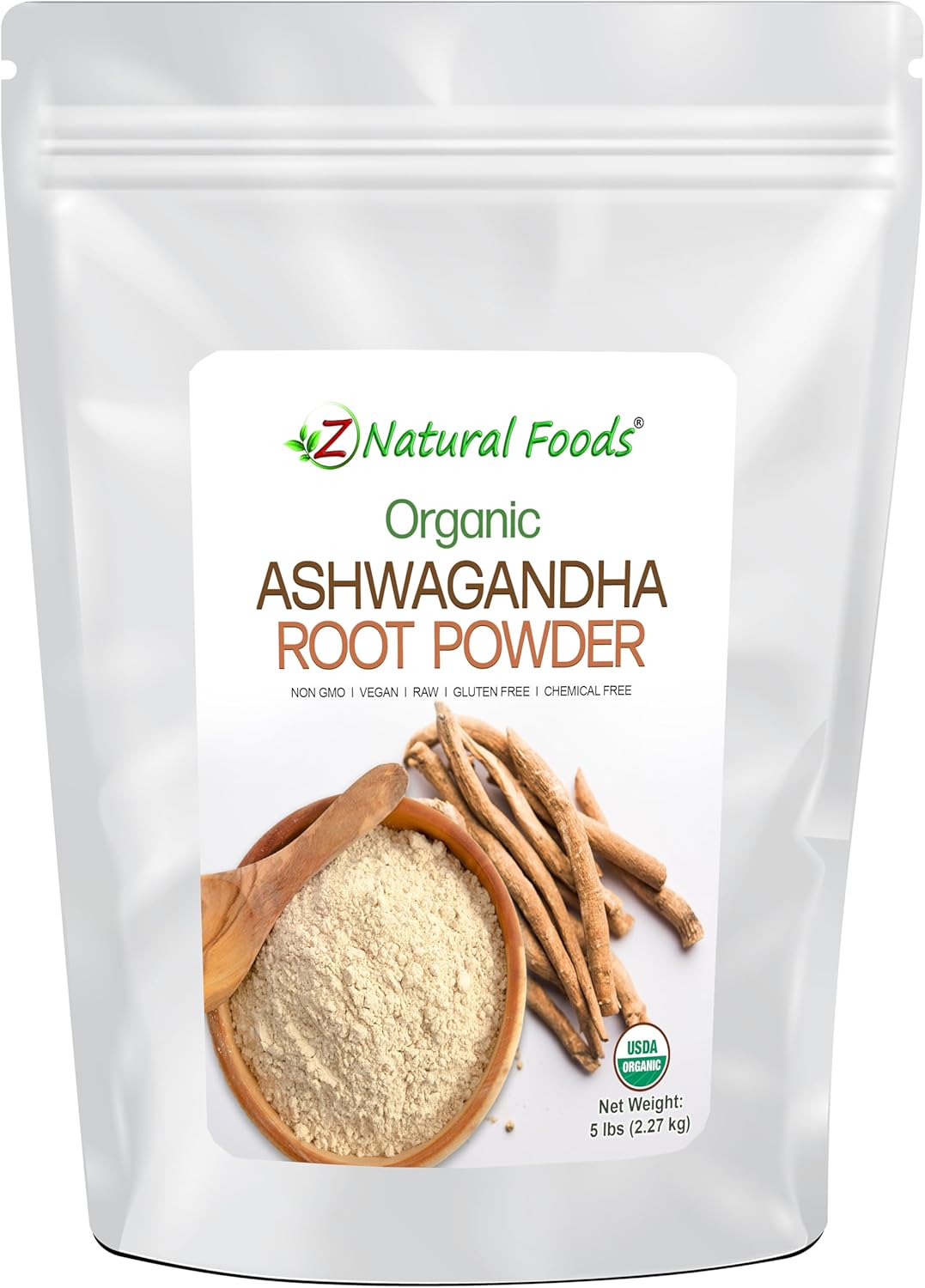 Polvo de Raíz de Ashwagandha Orgánico Z Natural Foods 5 lb
