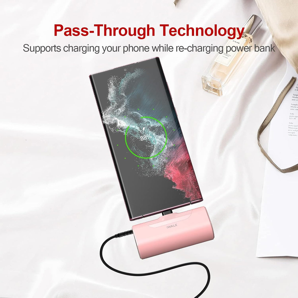 Cargador portátil para celular de 4500 mAh rosado