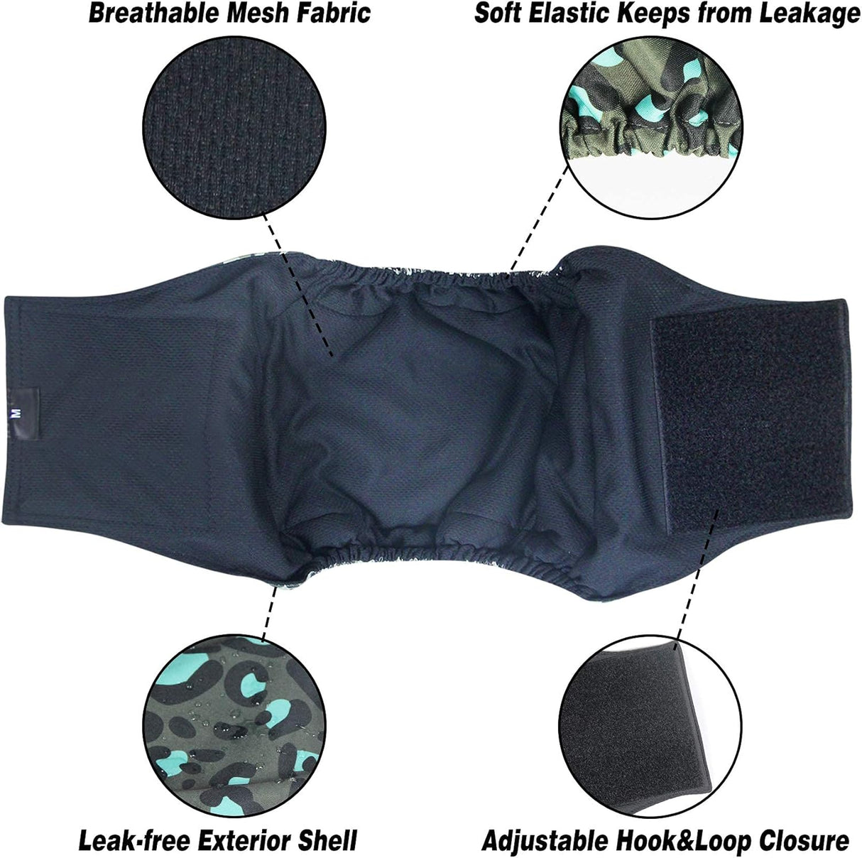 Leekalos Pañales para perros machos (S, leopardo)