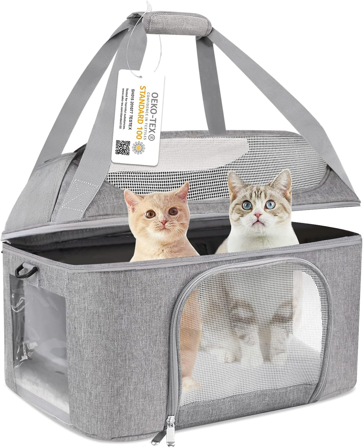 Transportador para Gatos Doble, Oeko-TEX, Aprobado TSA, 20 lbs