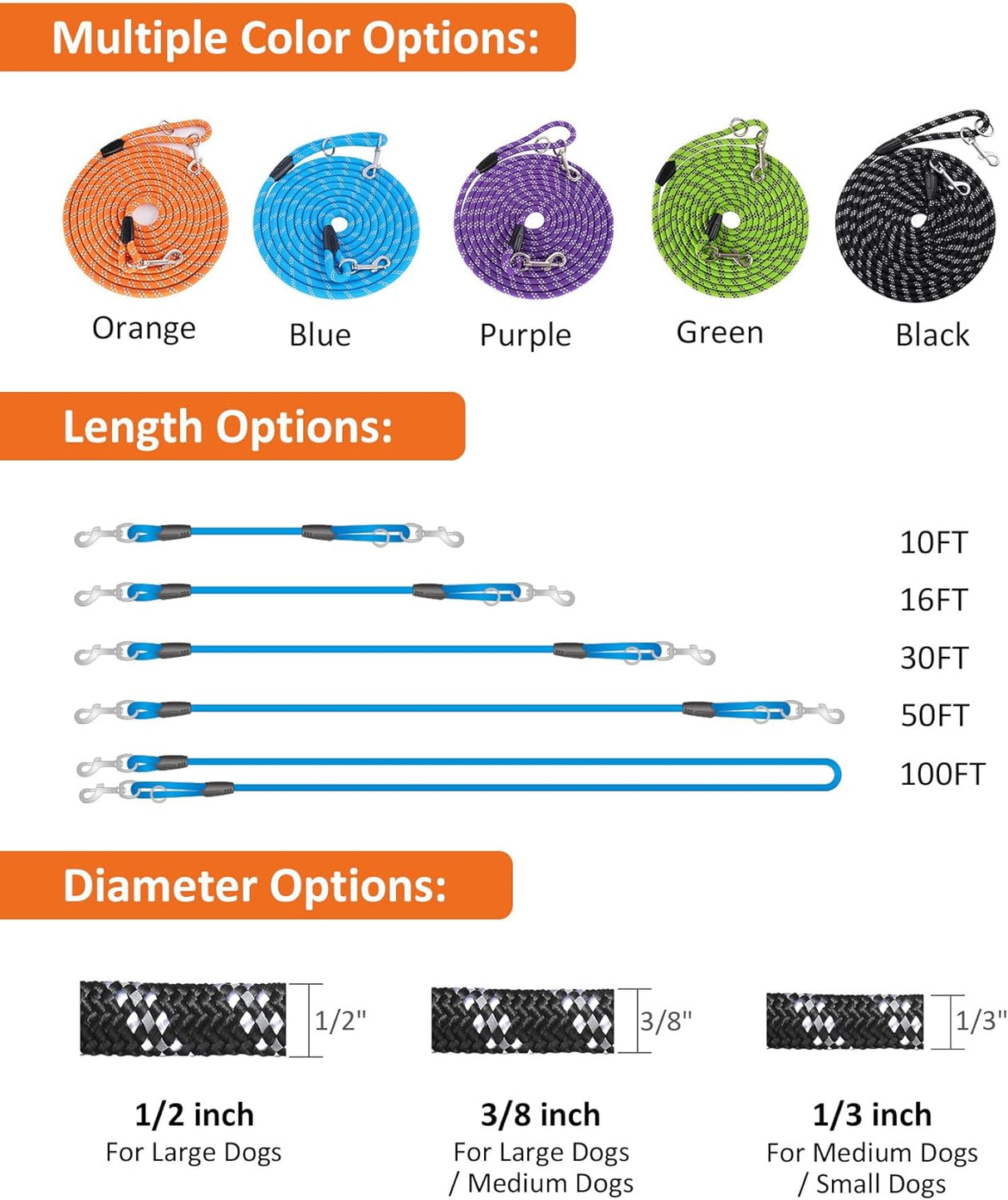 Correa Larga para Perros, Reflejante y Resistente