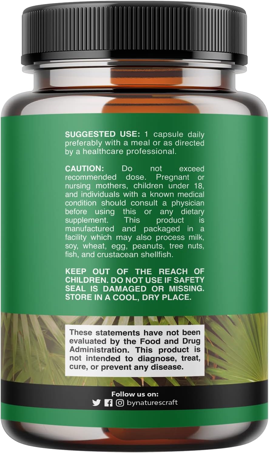 Suplemento Pure Saw Palmetto Extract crecimiento del cabello