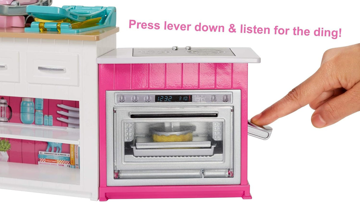 Barbie Cocina Juguete con Muñeca, Luces, Sonidos y Accesorios