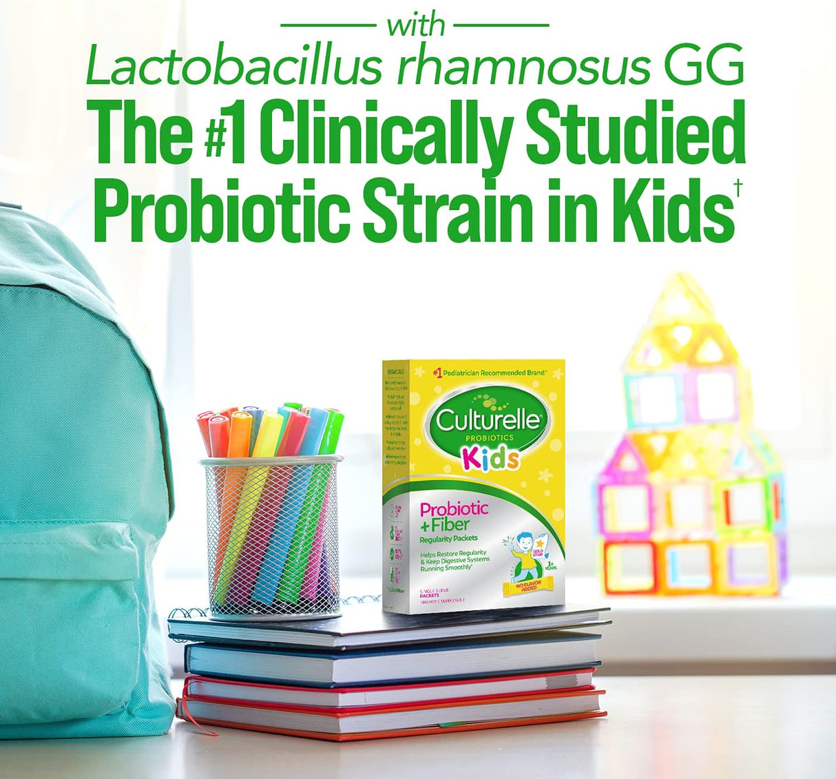 Suplemento alimenticio de fibra y probióticos para niños