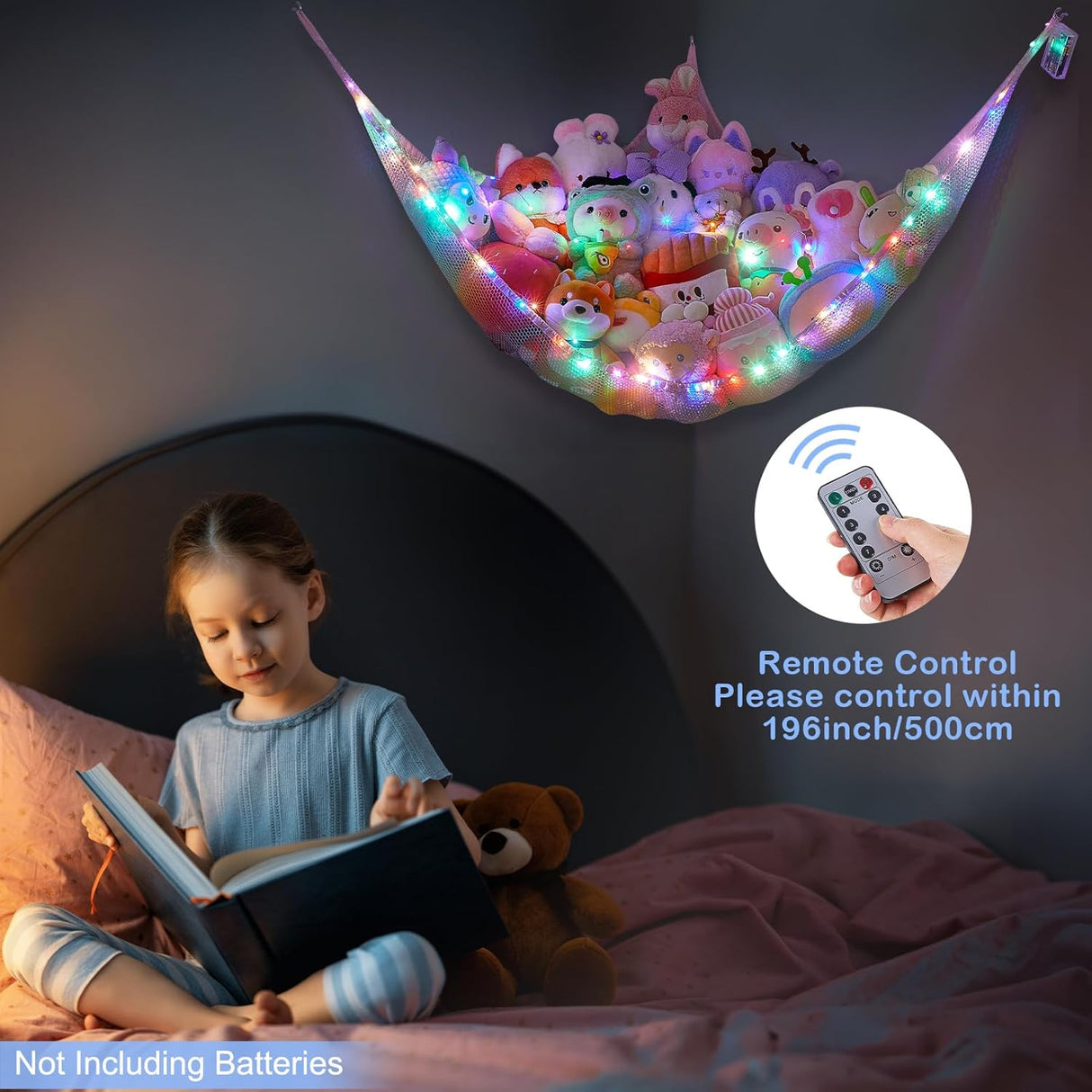 Hamaca para Peluches Basumee con Luz LED, Control Remoto