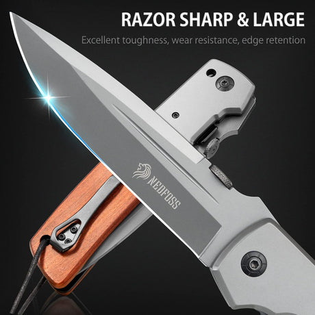 Cuchillo de bolsillo enorme para hombres plegable de caza