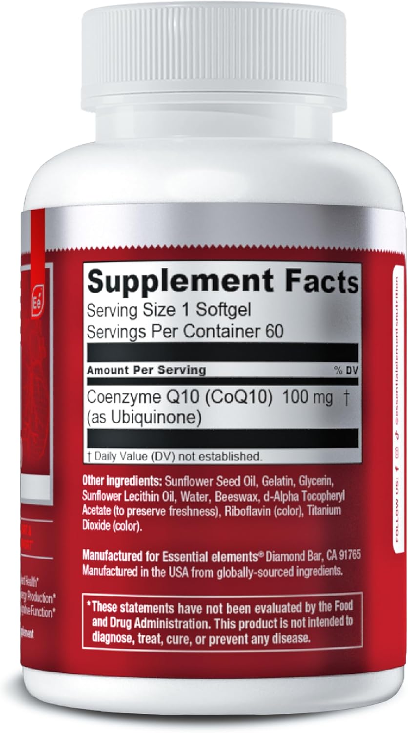 CoQ10 Esencial 100mg Suplemento para Corazón y Cerebro 60