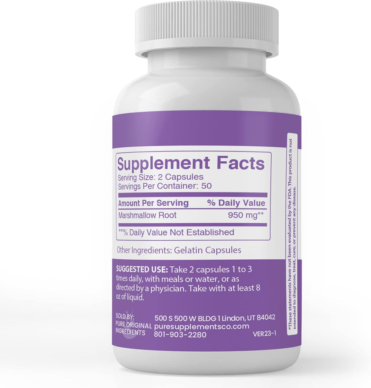 Suplemento Pure Original Ingredients Raíz de malvavisco 100u