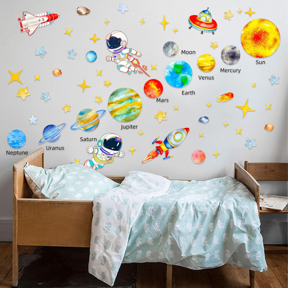 Adhesivo Pared Sistema Solar, Decoración Espacial para Niños