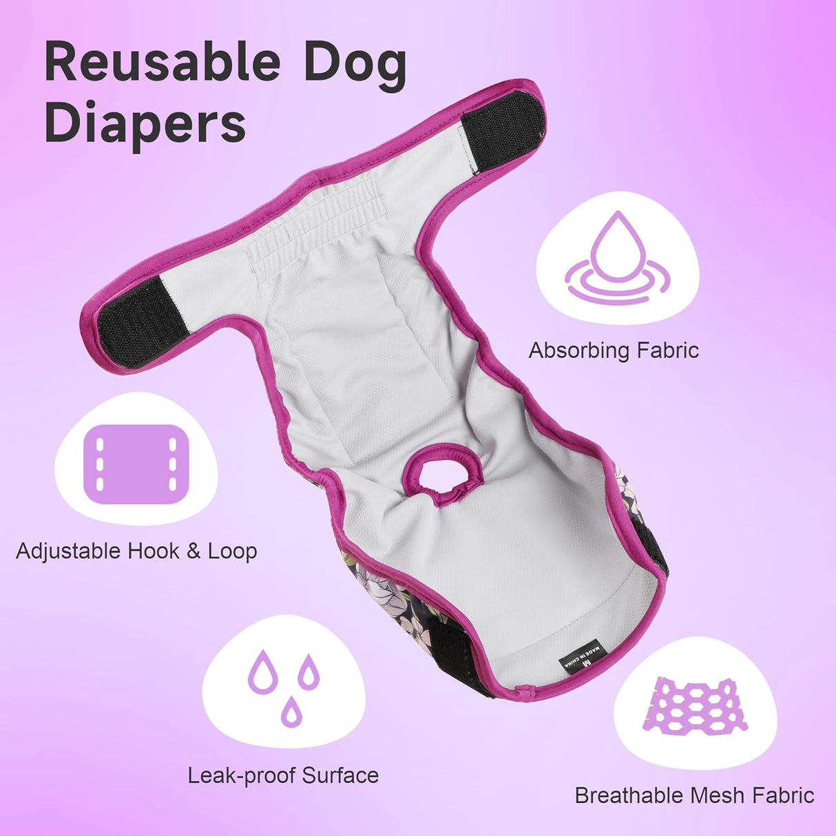 Fuz Bigaza Pañales lavables para perras hembras (M)