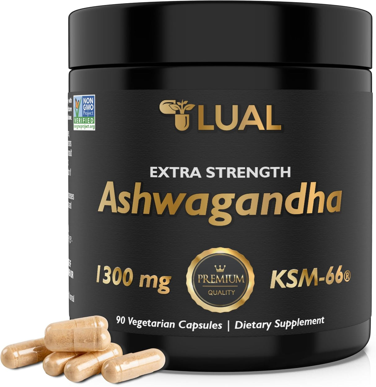 Suplemento Ashwagandha LUAL KSM 66 - 600mg Extracto 700mg