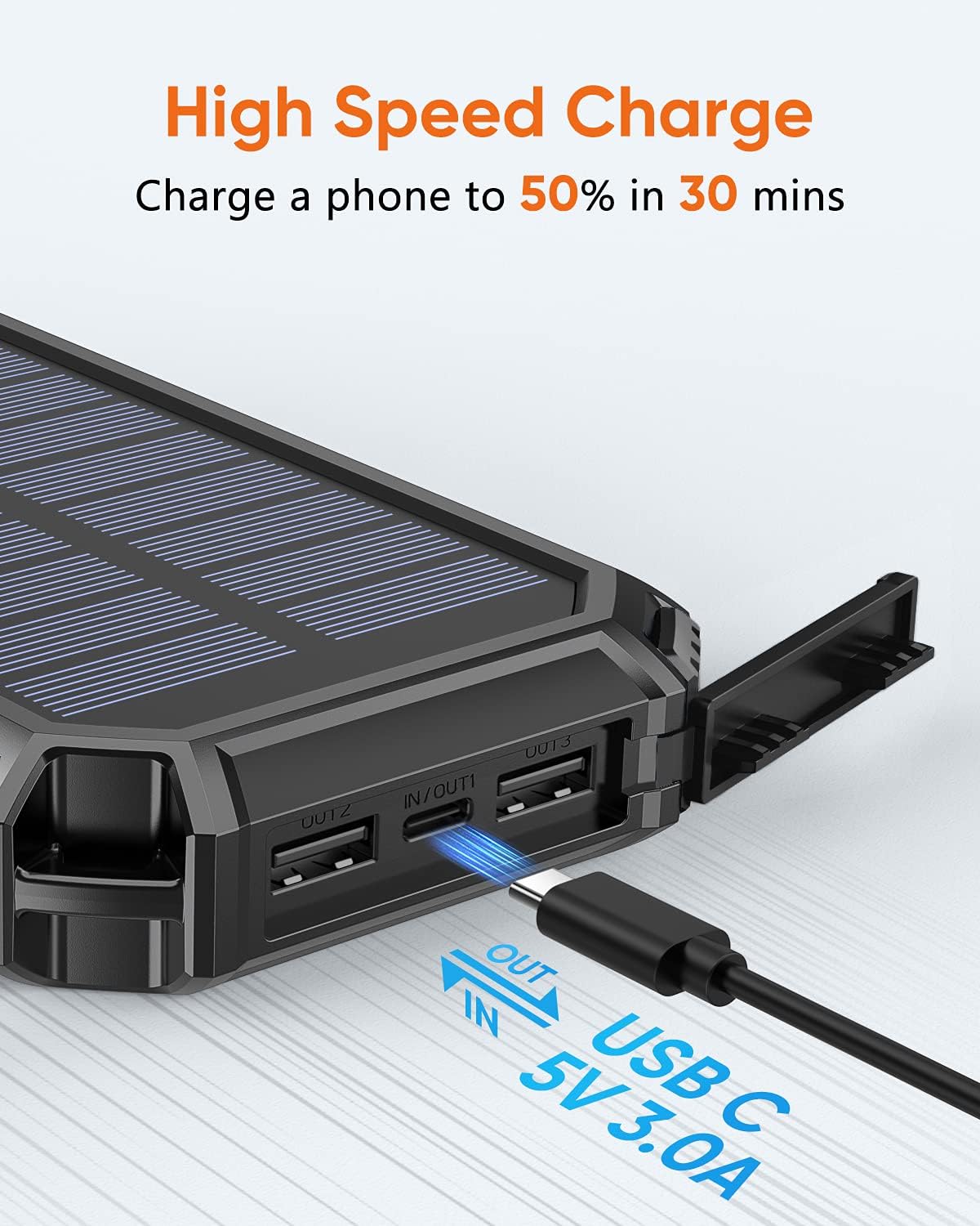 Cargador de energía solar para celular de 26800 mAh
