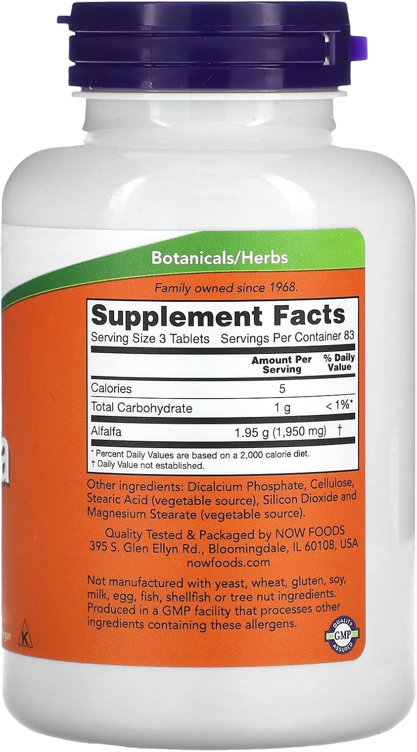 Suplemento Alfalfa 10 Grain Now Foods 250 Tabs