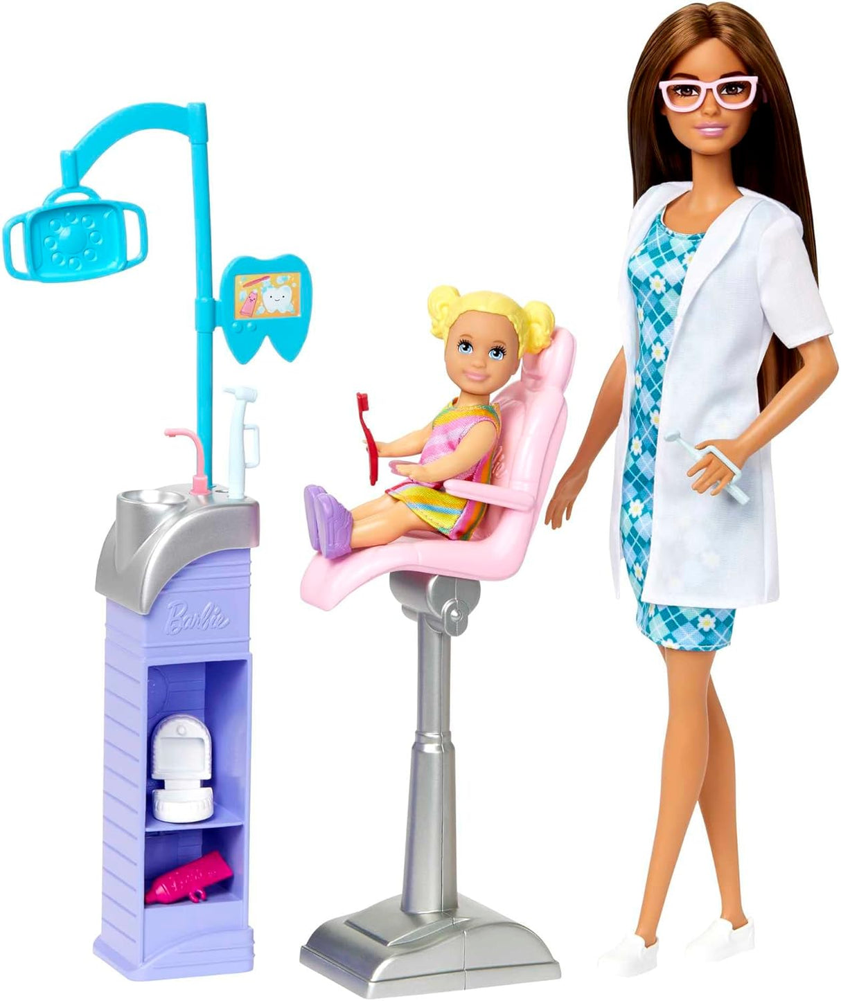 Barbie Carreras Set Dentista con Muñeca Doctor, Accesorios