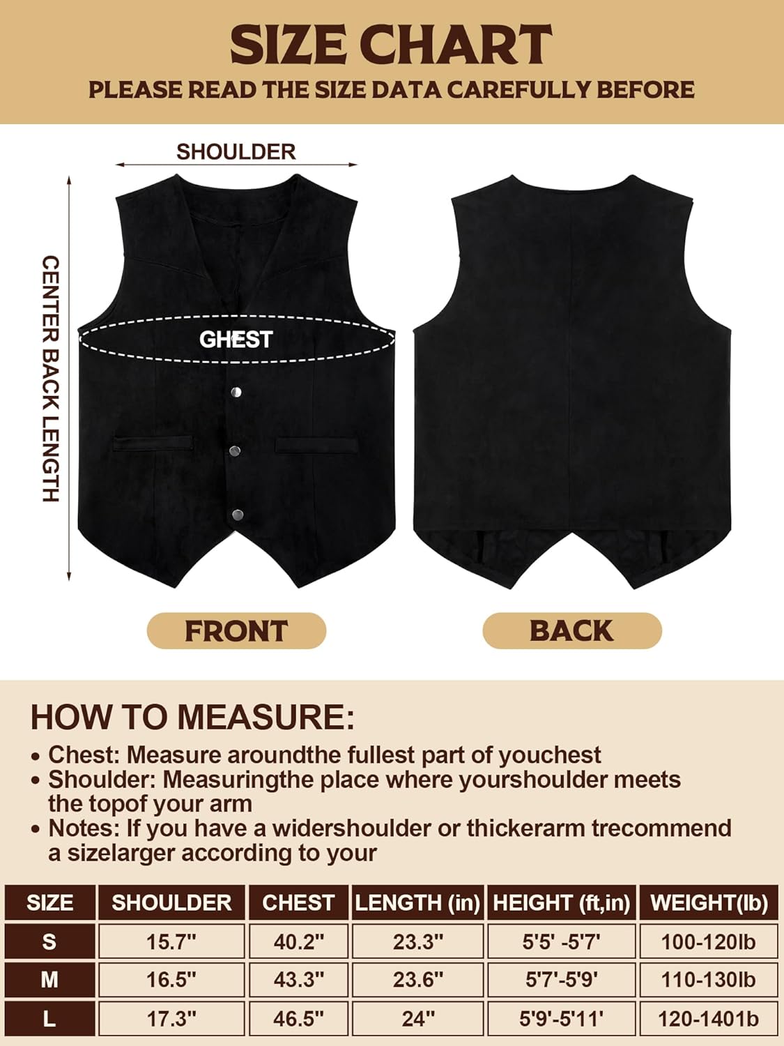 Conjunto Vaquero Hombre Suede Leather: Chaleco, Sombrero, Corbata