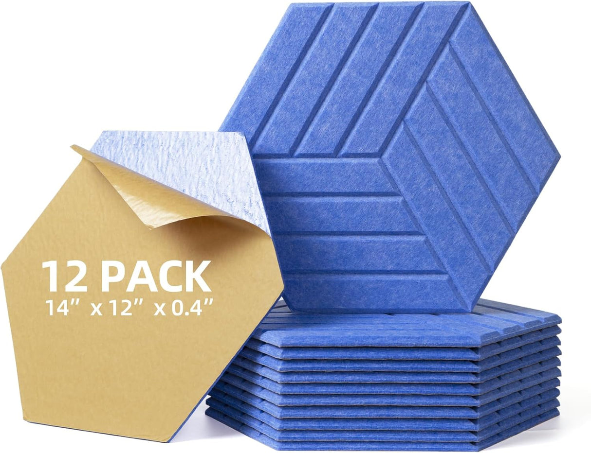 Paneles Acústicos Hexagonales 12 Pack - Espuma Aislante 14x12