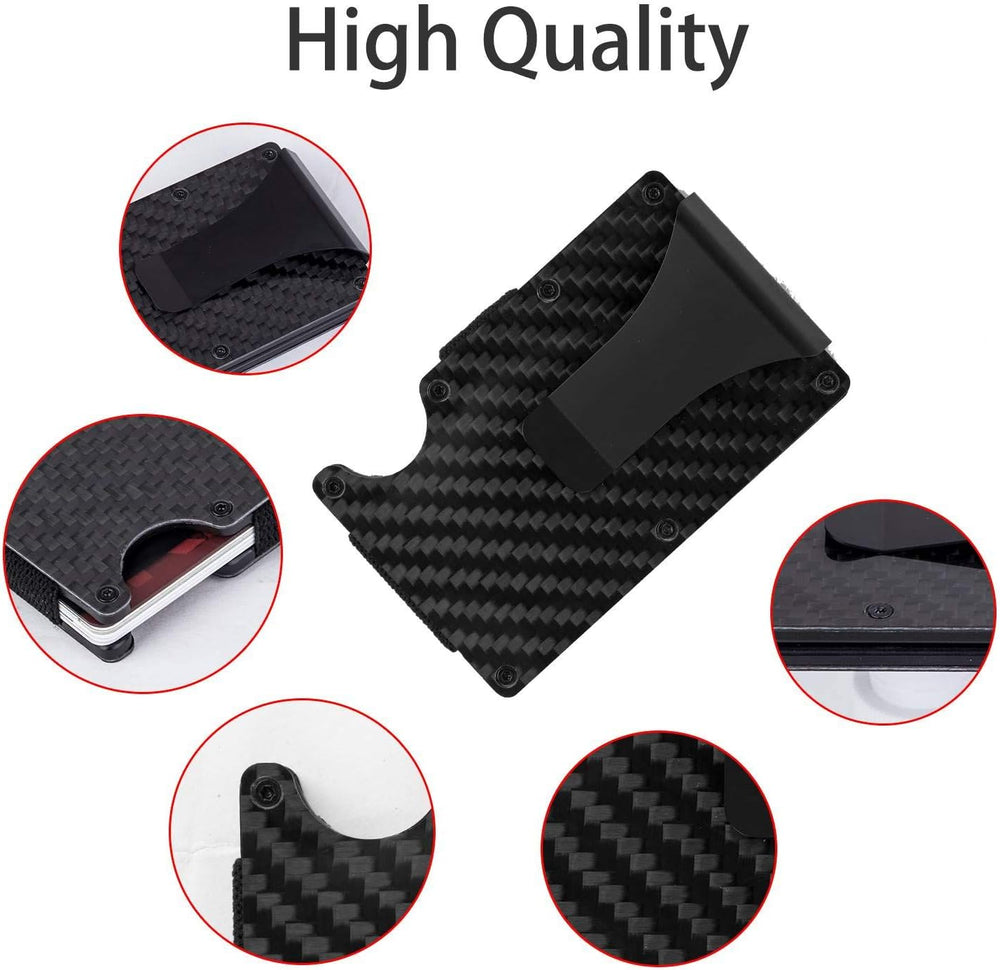 Carteras para Hombre, Clip de Dinero y Bloqueo RFID, Fibra de Carbono