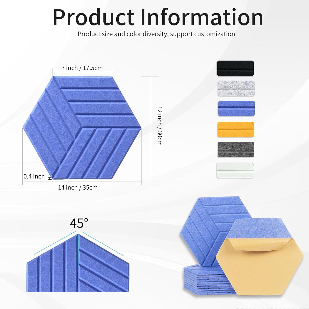 Paneles Acústicos Hexagonales 12 Pack - Espuma Aislante 14x12