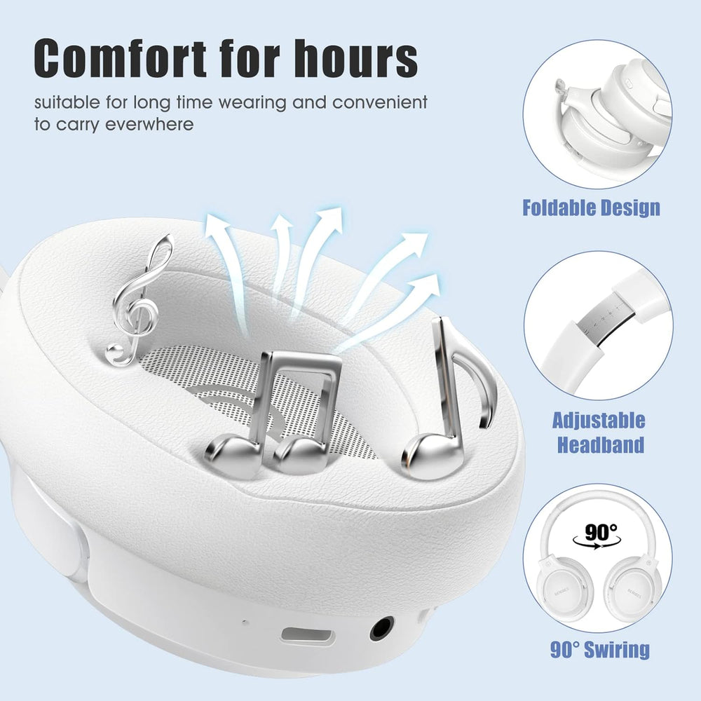 Auriculares Bluetooth Over Ear, BERIBES, 65H Autonomía, HiFi