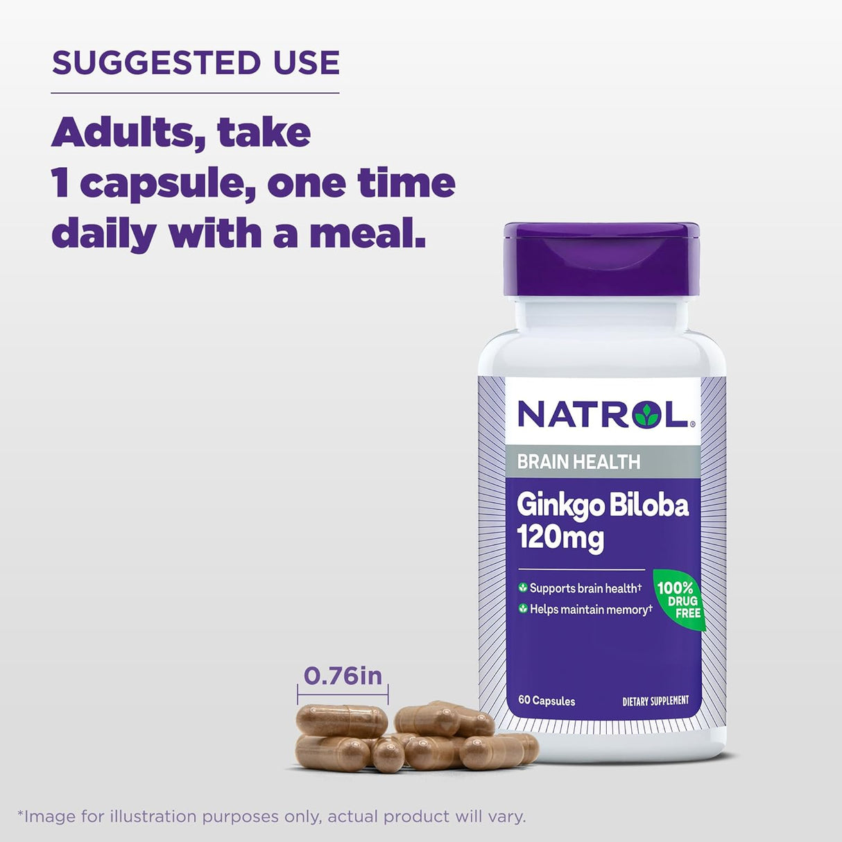 Suplemento Natrol Ginkgo Biloba 120mg, 60 Cápsulas