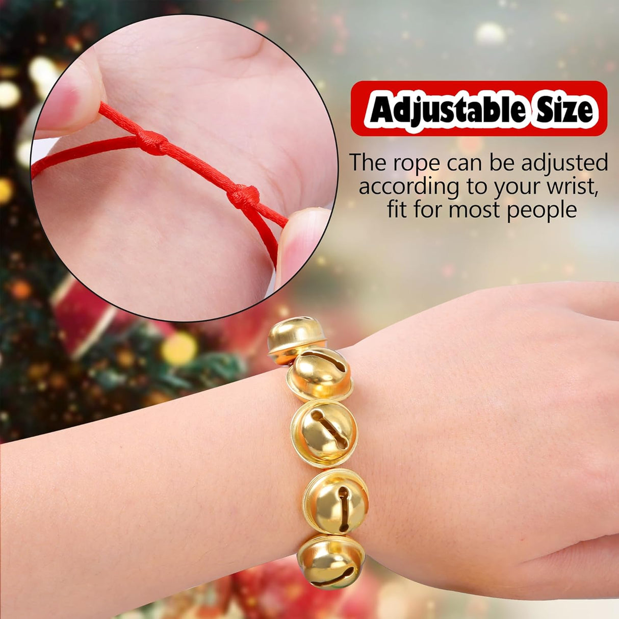 Brazaletes Navideños Ajustables con Cascabeles para Fiestas