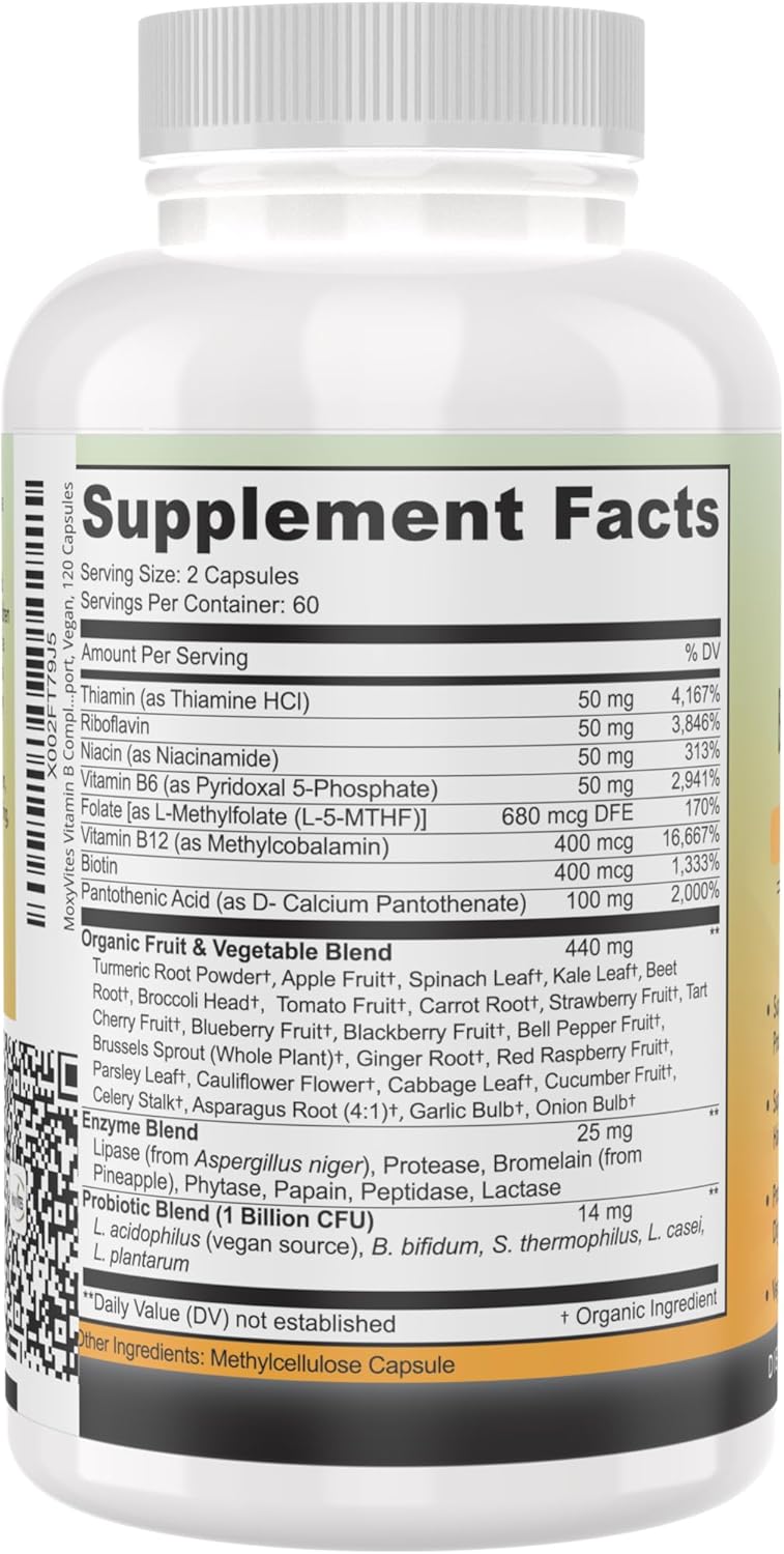 Complejo de Vitaminas B - Suplemento Vegano, 120 Cápsulas