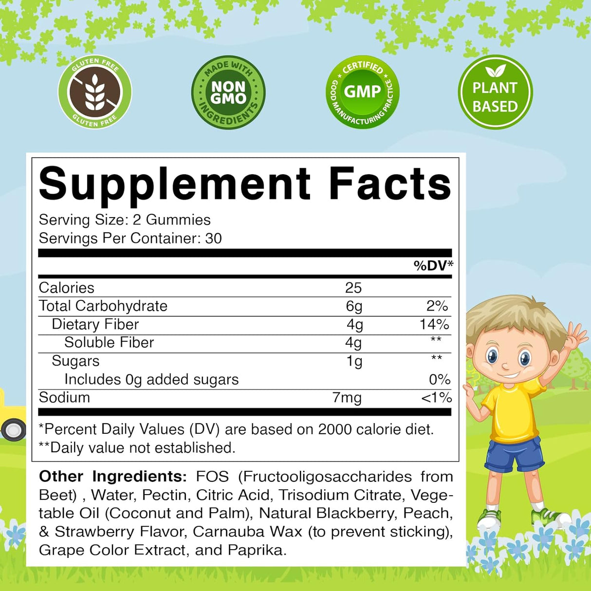 Suplemento de fibra prebiótica para niños para adultos
