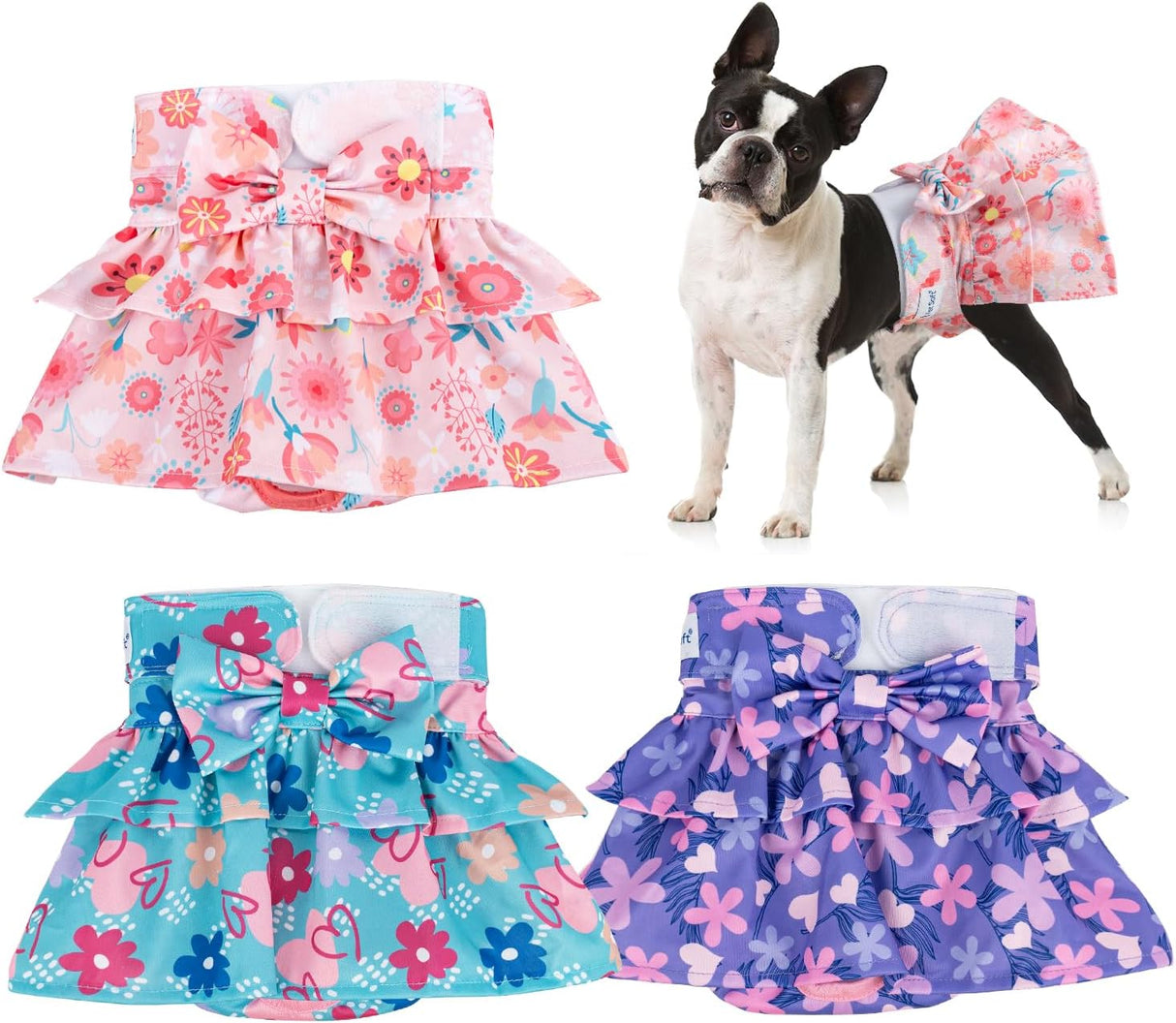 Pet Soft Pañales para perras – Paquete de 3 pañales lavables estilo