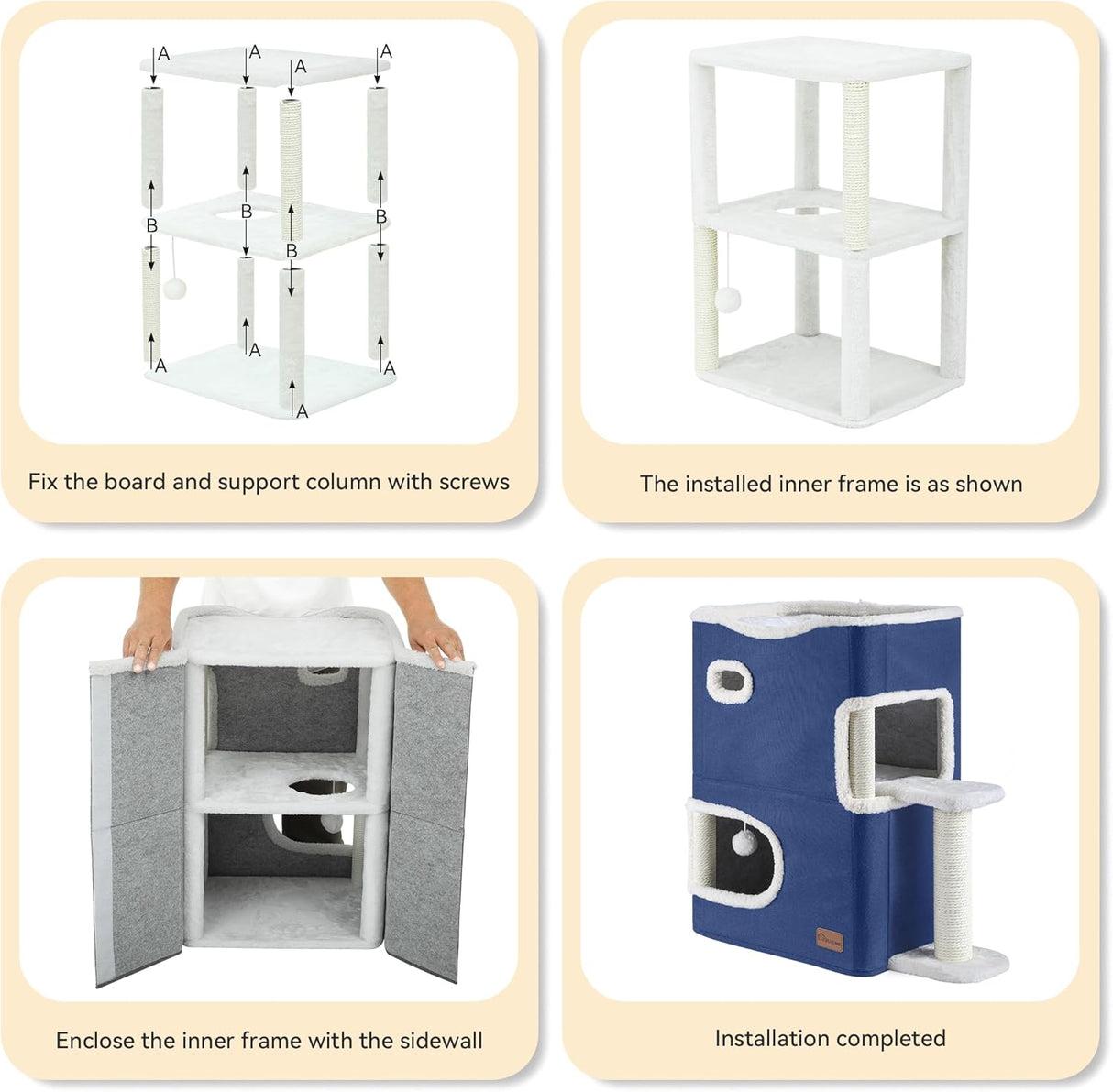 Casa para Gatos de 2 Niveles YITAHOME con Túneles y Rascador