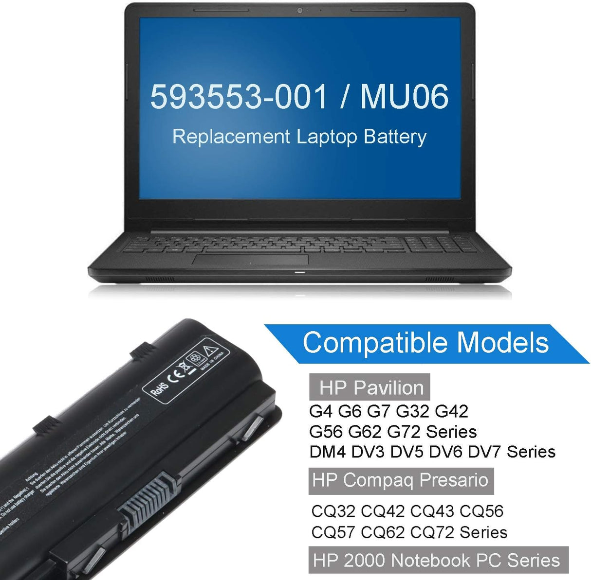 Batería para portátil Pavilion G6 G7 G62 G72 G4 Notebook PC