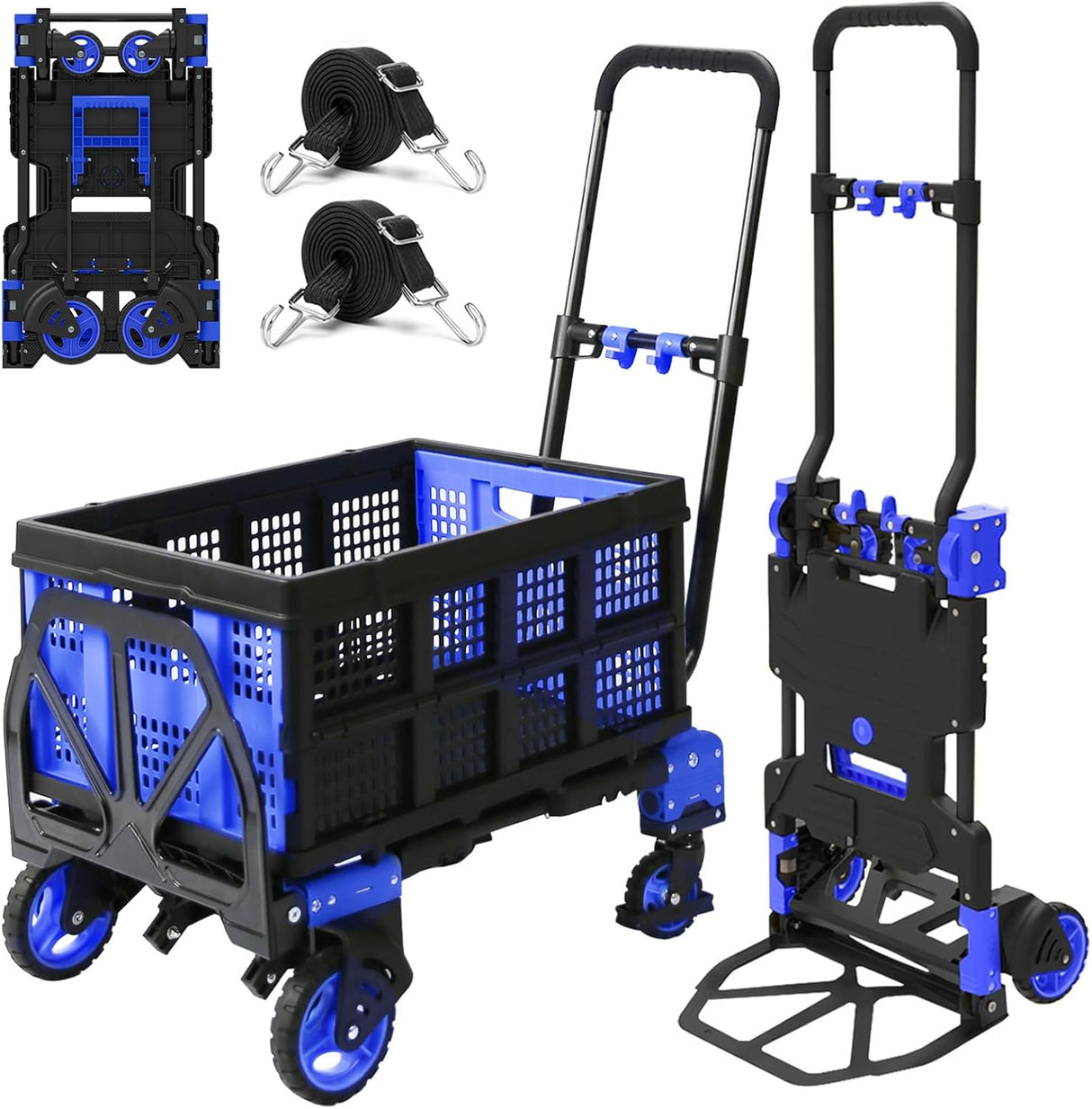 Carretilla Plegable 2 en 1, Alta Capacidad 330lbs, Modelo Portátil