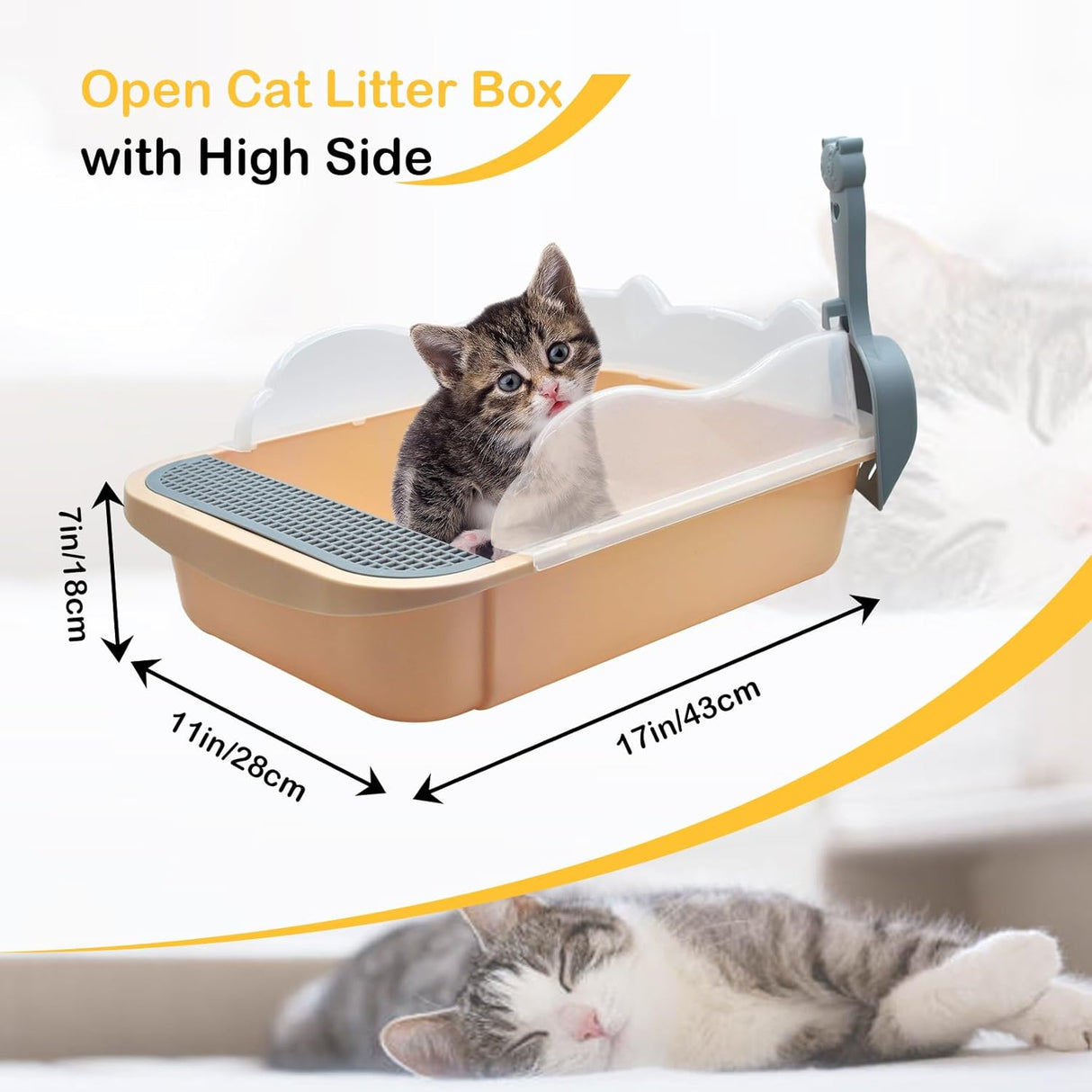 Caja de arena abierta para gatos con lado alto MUYG